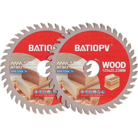 Circular Saw Blades 125 x 22.5 mm - 40 Teeth Tungsten Carbide Blades for Wood, Plywood, Laminate, Plasterboard and Plastic (Pack of 2) (1/5)