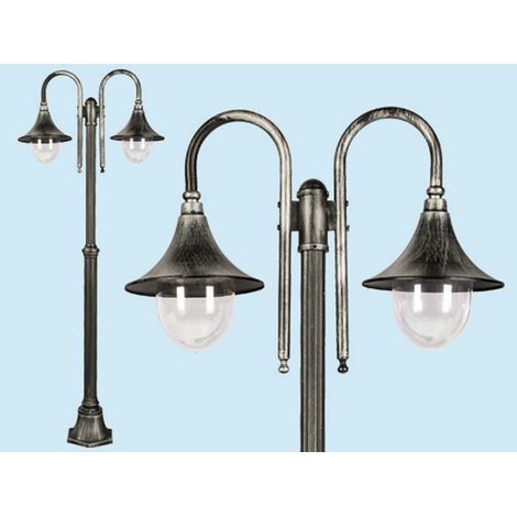 Lampione alluminio 2 luci galatea palo cm.186h illuminazione esterno - Fraschetti
