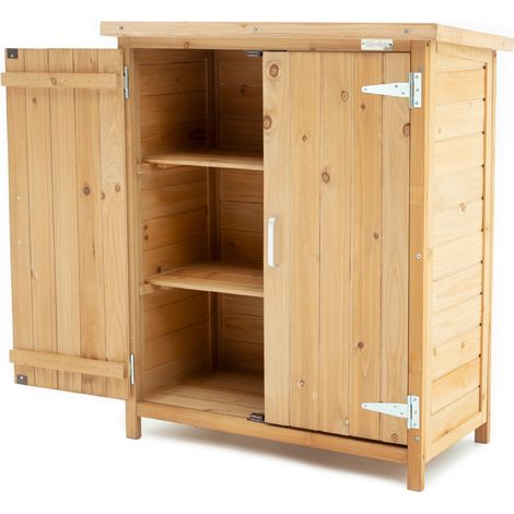 Gardiun – Armoire de jardin en bois 40x75x90 cm – Résistante aux intempéries – 3 espaces de rangement avec portes pliantes – Pour extérieur (1/10)