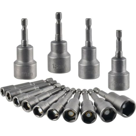 Ecleanfy - Douille Hexagonale Magnétique 14Pcs Douille Visseuse à Choc 6-19mm, Clés à Douille Magnétique Hexagonale Douille Set Magnétique 1/4 Hexagonale Douille Prise Adaptateur Outil (1/5)