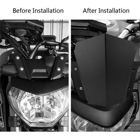 Paravent Moto Noir Protection Anti-Vent pour Yamaha MT-09 2014-2016, Écran Pare-Brise Teinté Accessoire (1/5)