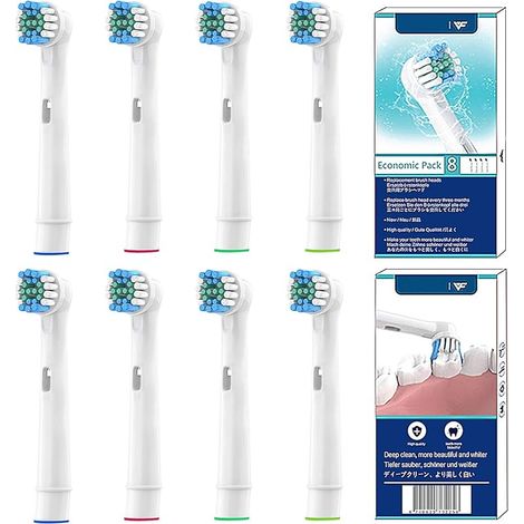 Têtes de brosse à dents pour Oral B brosse à dents électrique Compatible avec Braun les têtes de brosse de rechange Lot de 8 avec emballage (1/5)