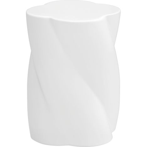 Sgabello da giardino in ceramica a forma di spirale, portata 120 kg, Ø33 x 45 cm, resistente alle intemperie, con coperchio, colore bianco.