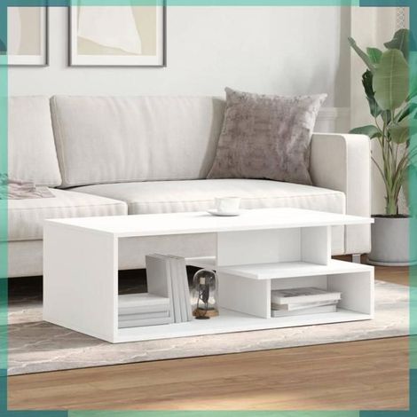 848010 Table basse blanc 102x55x35 cm bois d'ingénierie (1/5)