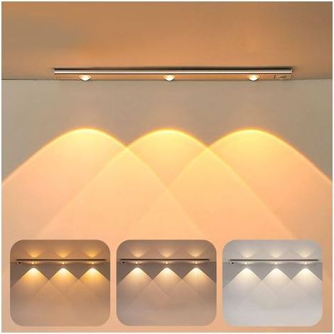 Lampe led rechargeable 40 cm avec détecteur de mouvement – 3 modes d'éclairage – Aluminium léger – Installation magnétique pour armoires et couloirs (1/5)
