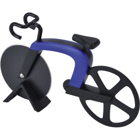 Fahrrad-Pizzaschneider aus Edelstahl, blau (1/5)