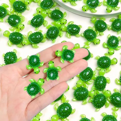 60 Mini-Schildkröten, grüne Mini-Schildkröten, niedliche Mini-Harzfiguren, kleine Schildkrötenfiguren, Gartendekoration, Miniaturfiguren für DIY-Bastelarbeiten (1/5)