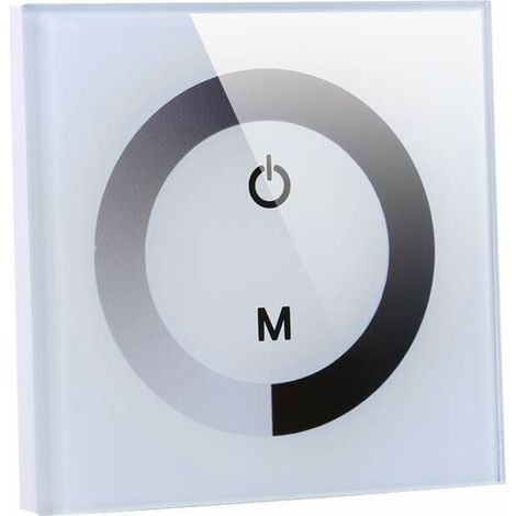 Interrupteur de Lumière Tactile Mural, Contrôleur de Luminosité de Variateur de Lumière LED, Panneau Tactile Couleur Unique pour Contrôleur Bande de Lumière LED DC 12V-24V(Blanc) (1/3)