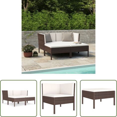 vidaXL Rattanmöbel - 4-tlg. Garten-Lounge-Set mit Auflagen Poly Rattan Braun (1/5)
