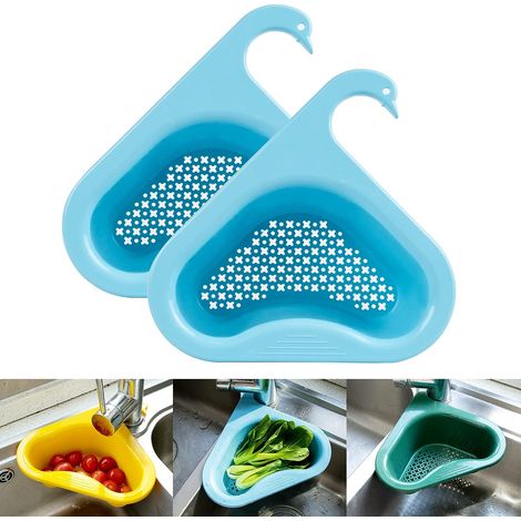 Kaelt - Égouttoir pour évier de cuisine Égouttoir de cygne – Étagère de nge triangulaire filtrante suspendue multifonctionnelle, panier de crépine d'évier de cuisine d'angle facile à démonter S'adapte (1/5)