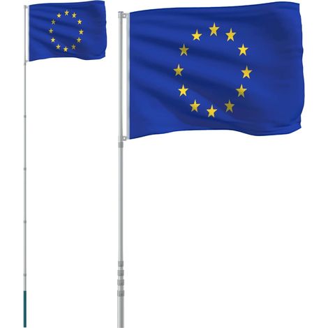 Drapeau de l'Europe et mât 5,55 m Aluminium CFW442799 (1/5)