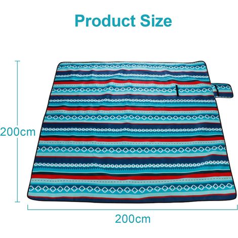Tapis de couverture de pique-nique 200 x 200, couverture pliable imperméable à trois couches avec poignées pour le camping, la randonnée, le jardin (1/5)