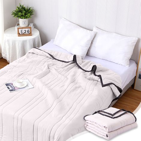 Couette Fraîcheur Été - 150 x 200 cm - 98 % Coton 2 % Élasthanne - Pour Dormeurs Chauds et Transpirations Nocturnes - Légère et Respirante - 1 Pièce (1/3)