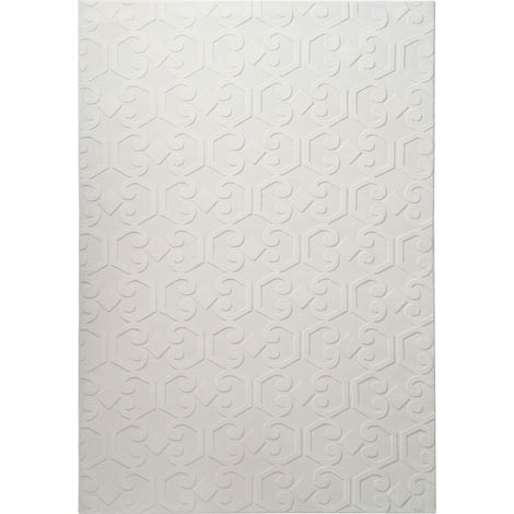 Tapis en Tissu Jacquard 160 x 230 cm Forme Rectangulaire Accessoire Décoratif Blanc Cassé Gannett (1/5)