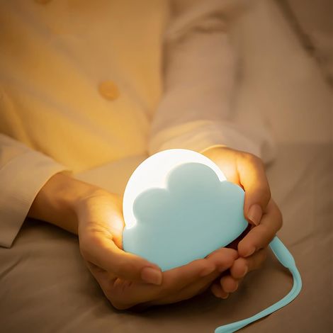 HOXILEELEO - Veilleuse enfant, 1W 1200mAh, veilleuse nuage mignonne, lampe de chevet, veilleuse bébé à intensité variable, rechargeable par USB, portable (1/4)