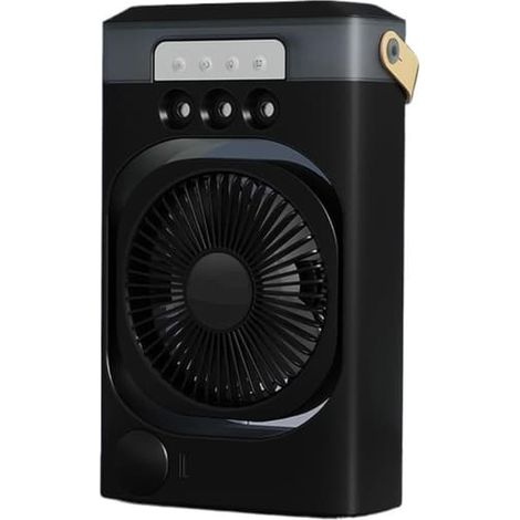 Mini ventilateur rechargeable USB avec humidificateur intégré, puissant circulateur d'air stationnaire, idéal pour les dortoirs, les bureaux et les salles d'étude - Noir (1/5)