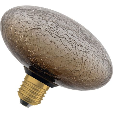 OSRAM Lampe LED  DECOR FLAT en verre craquelé, plate Ø150 mm, marron, E27, 3,5 W, 300 lm, 2 700 K, blanc chaud, IP20, look vintage