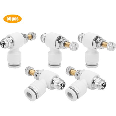 50 Stück Luftstromventil SL6-01 Geschwindigkeitsregler Drosselklappe 6 mm x 1/8 Zoll pneumatischer Einstellanschluss (1/5)