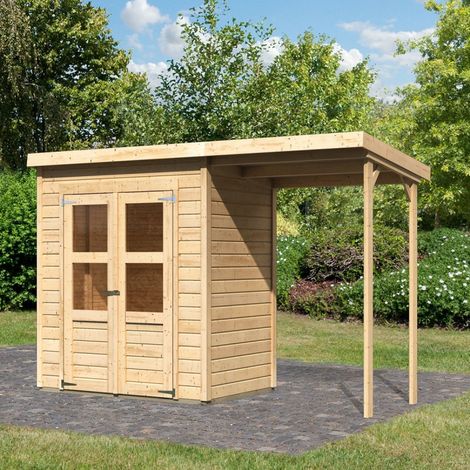 Abri Jardin Bois Epicéa 2.2m² Appentis Merseburg 2 Karibu (1/5)