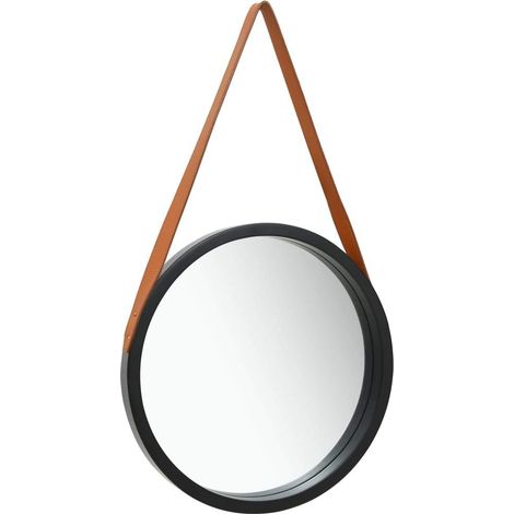 Espejo de pared con correa negro 50 cm vidaXL