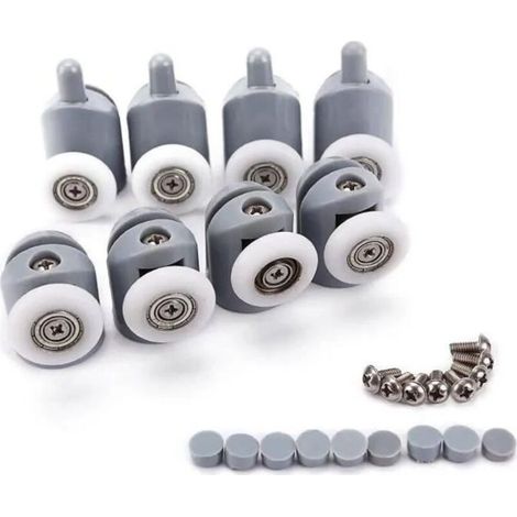 16 pcs Galet ajustables Dual Rouleau Roulette Roue Porte Douche Salle de Bain 23mm(2x8pcs) (1/3)