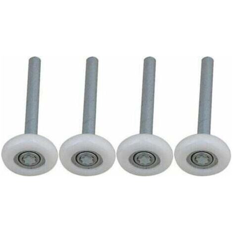 Lot de 4 roulettes de porte de garage nylon Roulement à billes scellé Tige 115mm Pour portes automatiques et en bois massif (1/3)