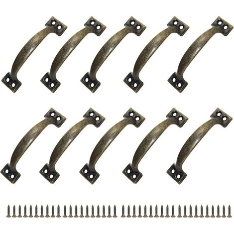 10 Poignées Poignee de Meuble Bouton de Porte Poignee Entraxe Rustiques en Alliage de Zinc Pour Cuisine Porte de Grange Jardin Remise (99MM) (1/4)