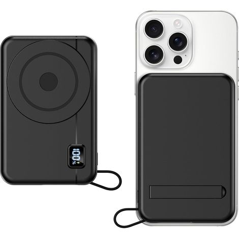 Batterie Externe sans Fil - Compatible avec iPhone 17 16 15 14 13 12 Séries et Samsung Magnétique Power Bank 10000mAh Induction Petite Mini Portable Charge Rapide Chargeur,LED Display (1/5)