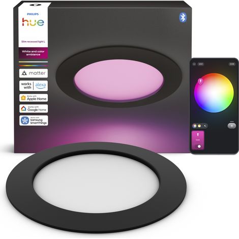 Philips Hue Slimme Set de 3 Focos Empotrables para Baño Ø170 mm Redondo (Negro) Luz blanca y de color - White and Color Ambiance (1/5)