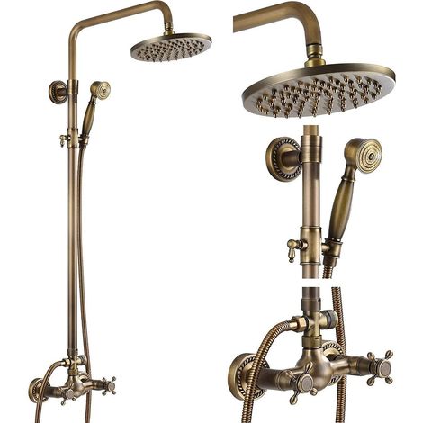 Shower Mixer Taps Bathroom Shower System Antique Brass Rainfall Shower Head Handheld Shower Mixer Taps Bath Shower Set (1/5)