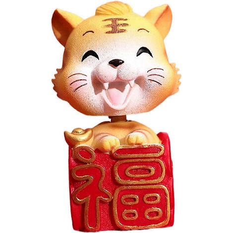 Figurines miniatures de tigres, ornement en résine représentant le Nouvel An chinois.-fu (1/5)