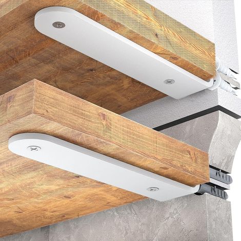 Lot de 6 supports d'étagère flottants en équerre (en L) de 15 cm en métal robuste pour étagères murales, Blanc (1/5)