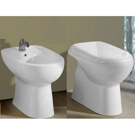 Sanitari Diana a terra cm. 56 con sedile in termoindurente di