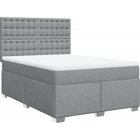 Boxspringbett mit Matratze Hellgrau 140x200 cm Stoff vidaXL (1/5)