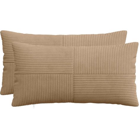 Housse de coussin 2 pcs ALMELO Marron 40 x 70 cm velours côtelé vidaXL (1/5)