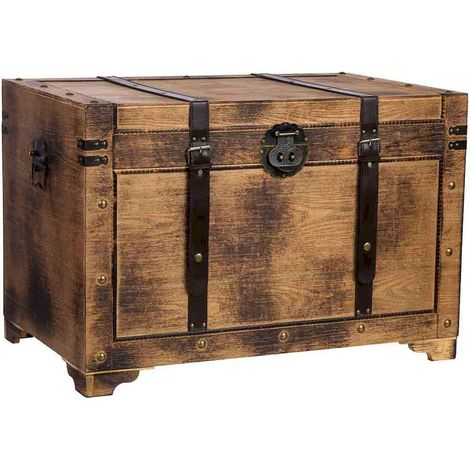 Coffre en bois marron style vintage pour rangement élégant - bois marron vieilli vintage (1/5)