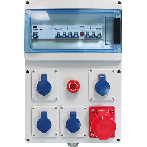 Coffret da cantiere Tetra completo 4x 2P+T + 1x 3P+N+T 32A + arresto di emergenza + spia - EUROHM - 19211 (1/2)