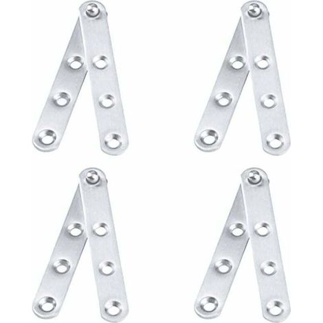 Set mit 4 Drehscharnieren aus Edelstahl (100 x 16 mm). 360° drehbar. Schwenkt nach unten. Für Schranktüren, Schuhschränke – Silber