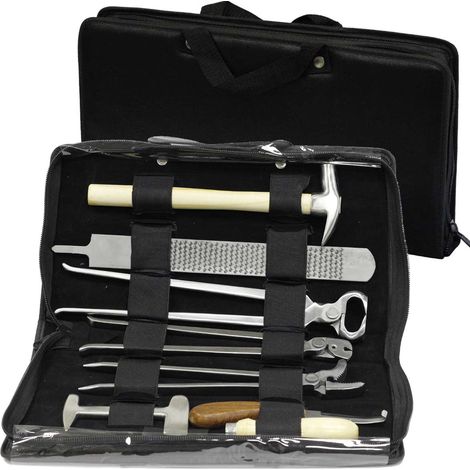 Set attrezzi da mascalcia con borsa