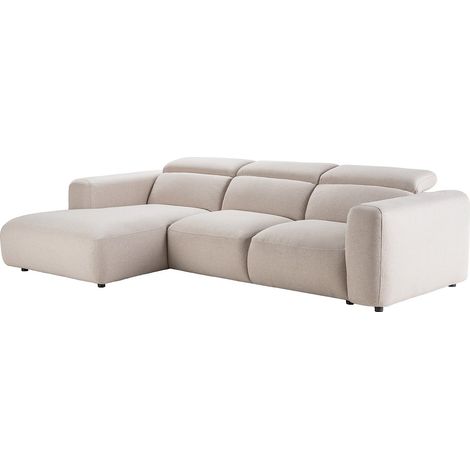 Divano angolare sinistro in tessuto mélange beige NELORIM