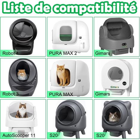 Sacs à Litière pour Chat Automatique avec Cordon de Serrage Sacs Poubelle de Rechange pour Bac à Litière Auto-Nettoyant Haute Résistance 120 Pièces