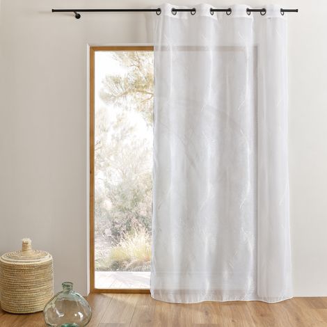 Voilage brodé à motifs feuilles Blanc cassé 140x240 cm