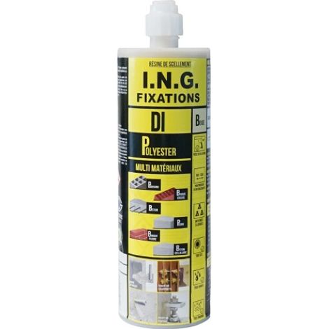 Ing Fixations – Résine de scellement DS + / SP 300ml – Couleur beige – Charge max 2450 kg béton – Compatible tous matériaux pleins ou creux (1/3)