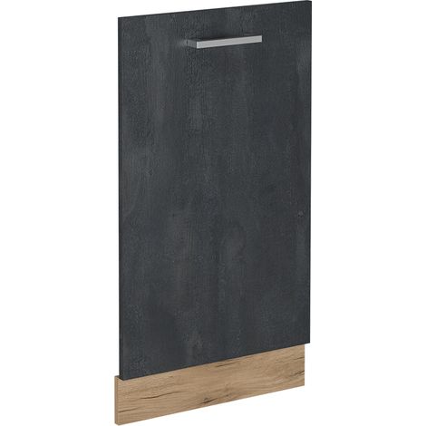 Panel frontal del lavavajillas R-Line, Hormigón negro, 45 cm sin encimera, Vicco