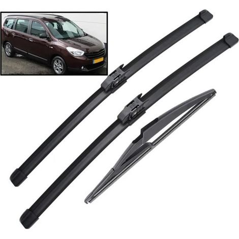 Lot de 3 Balais d'essuie-glace avant + arrière Pour Renault Lodgy - Dacia Lodgy 2017 2018 2019 2020 2021 2022 2023