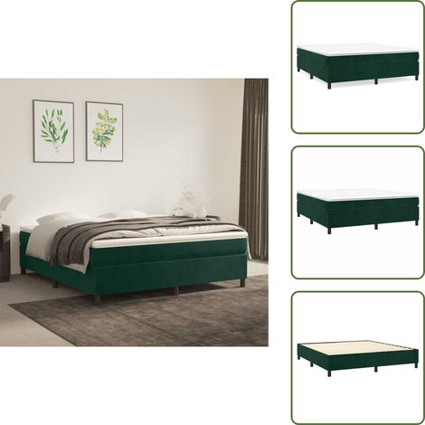 Cadre de lit sans matelas vert foncé 160x200 cm velours - Cadre De Lit - Lit Double - Lit Velours - Lit Vert - Meuble Chambre (1/5)