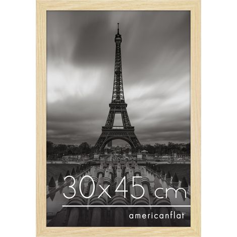 Cadre Photo 30x45 cm Chêne Naturel - Cadre 45x30 cm en Bois MDF avec Plexi Poli et Matériel de Suspension - Suspension Horizontale ou Verticale (1/5)