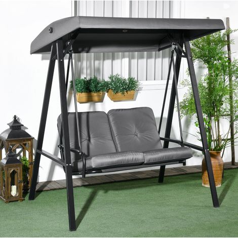 fauteuil salon balancelle 2 places acier gris OKMYHOME (1/3)