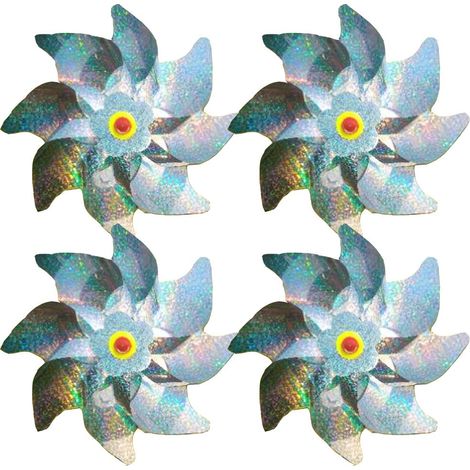 Lot de 4 répulsifs anti-oiseaux, moulin à vent anti-oiseaux, laser réfléchissant les couleurs (points) (1/5)