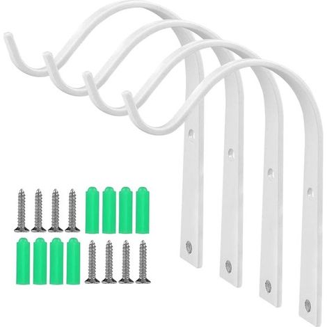 4-teiliges Set aus Wandhaken für Pflanzenlaternen aus Weide hängender Weidenständer Wandregal für Blumentöpfe inklusive Schrauben geeignet für weiß (1/5)